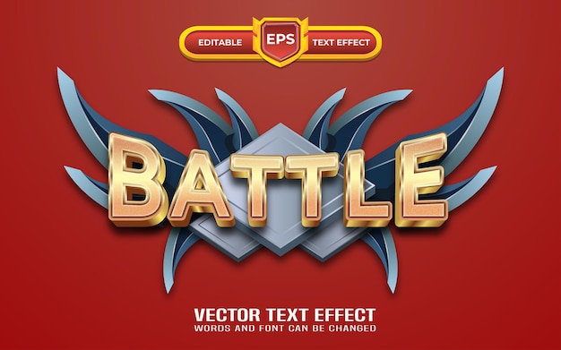 Vector battle logo game editable text effect