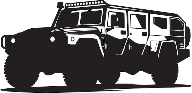 Vector battle ready expedition 4x4 black logo defensive recon militaire voertuig vector design