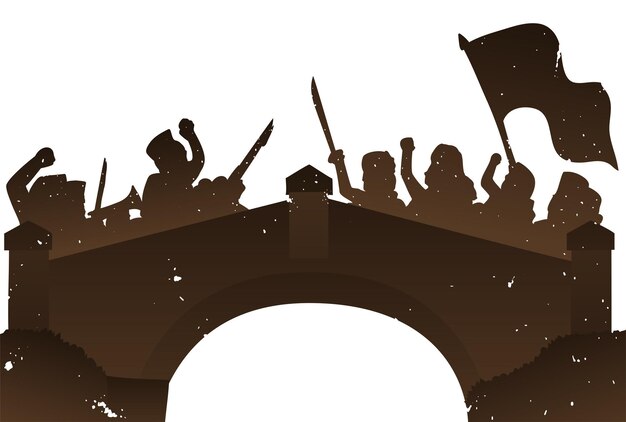 Battle representation in silhouettes over the Bridge of Boyaca