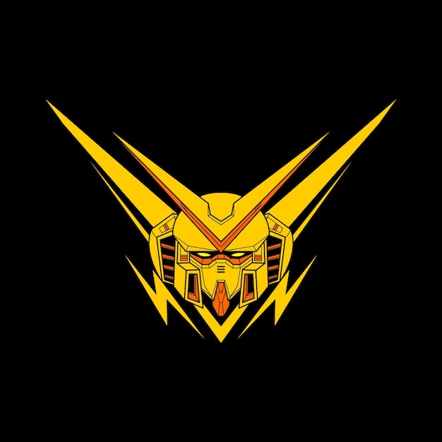 Vector battle robot head logo