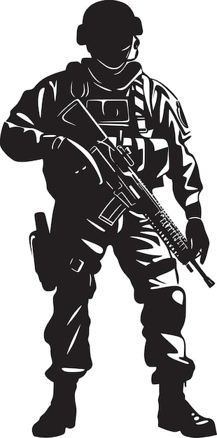 Vector battle sentinel armed warrior black logo defensive vigilance vector black soldier