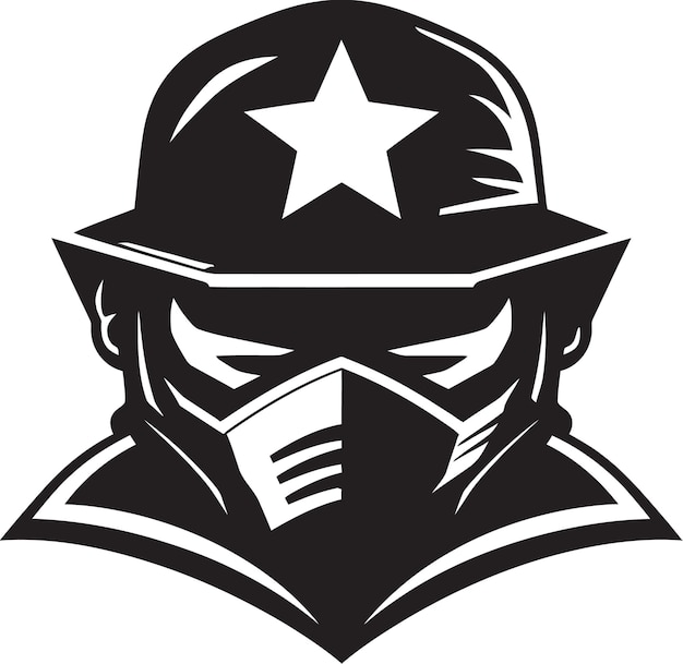 BattleBorn Mascot Emblem in Vector Art SoldierStride Armyman Mascot Vector Icon