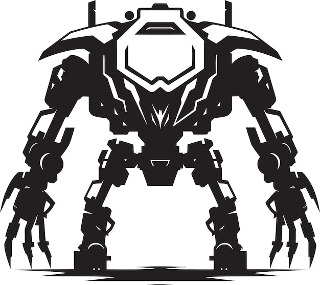 Vettore campo di battaglia enigma black logo icon mecha sentinel war robot emblem design