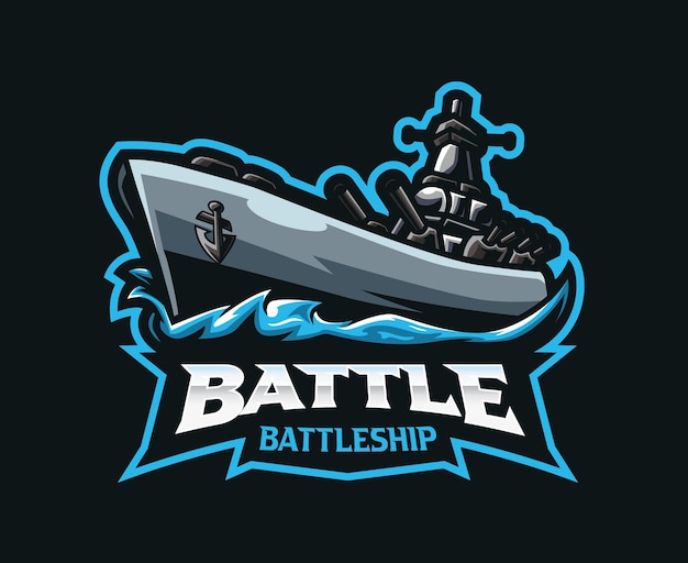 戦艦のマスコットのロゴデザイン