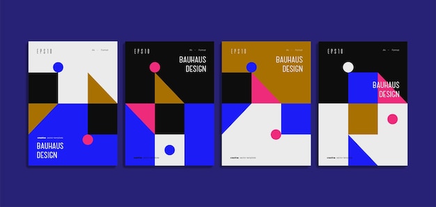 Vector bauhaus brochure template collection minimalist design concept