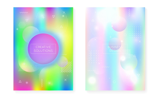 Bauhaus cover set with liquid shapes Dynamic holographic fluid