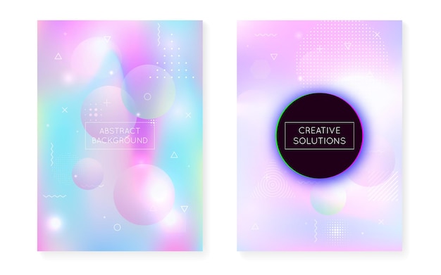 Bauhaus cover set with liquid shapes Dynamic holographic fluid