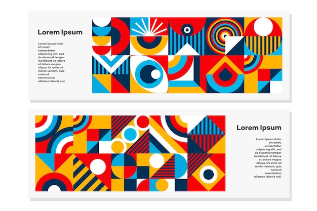 Vector bauhaus flyer set geometric minimal 20s style