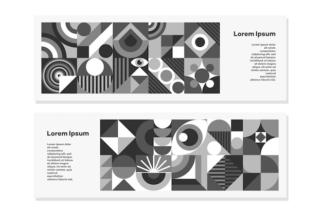 Bauhaus flyer set minimal 20s geometric black white style