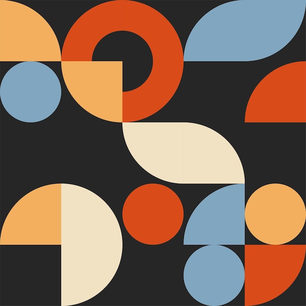 Bauhaus naadloos patroon geometrische afdruk rood blauw oranje vector modern trendy geometrisch patroon