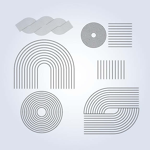 Bauhaus patroon Abstract Geometrische Lineaire achtergrondontwerp verzameling sjabloon conceptontwerp