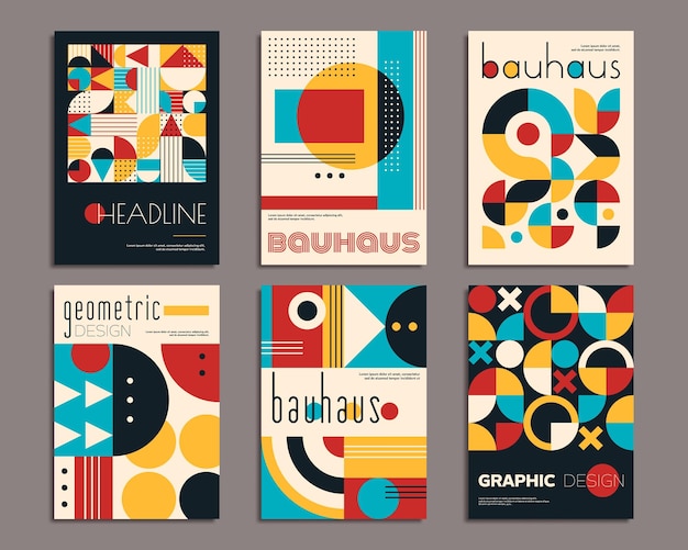 Bauhaus posters met geometrisch abstracte patronen