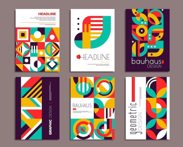 Bauhaus posters with geometric abstract pattern