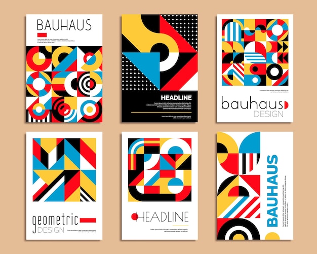 Bauhaus posters with geometric abstract patterns