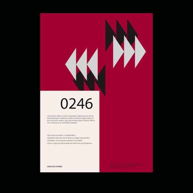 Bauhaus-postersjabloonlay-out met strakke typografie en minimaal vectorpatroon met abstracte geometrische vormen