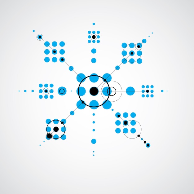 bauhaus retro wallpaper, art vector blue background made using grid and circles. geometric graphic 1960s illustration can be used as booklet cover design.