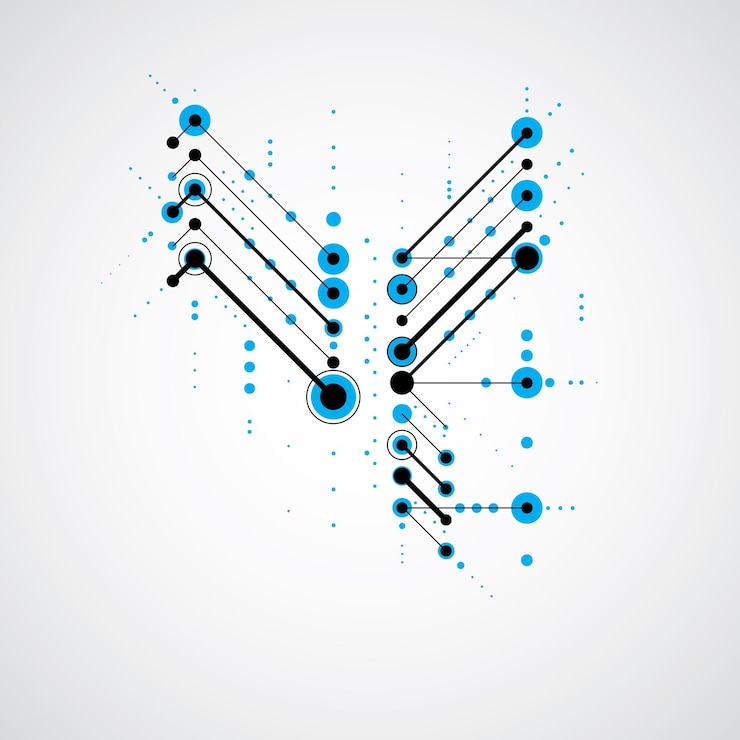 Vector bauhaus retro wallpaper, art vector blue background made using grid and circles. geometric graphic 1960s illustration can be used as booklet cover design.