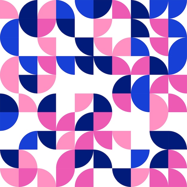 バウハウスのシームレスパターン ジオメトリックプリント 青いピンク ベクター モダンなトレンディなジオメトリックパターン