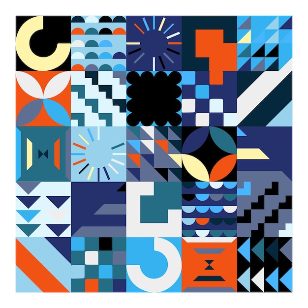 Bauhaus style geometric shapes pattern design