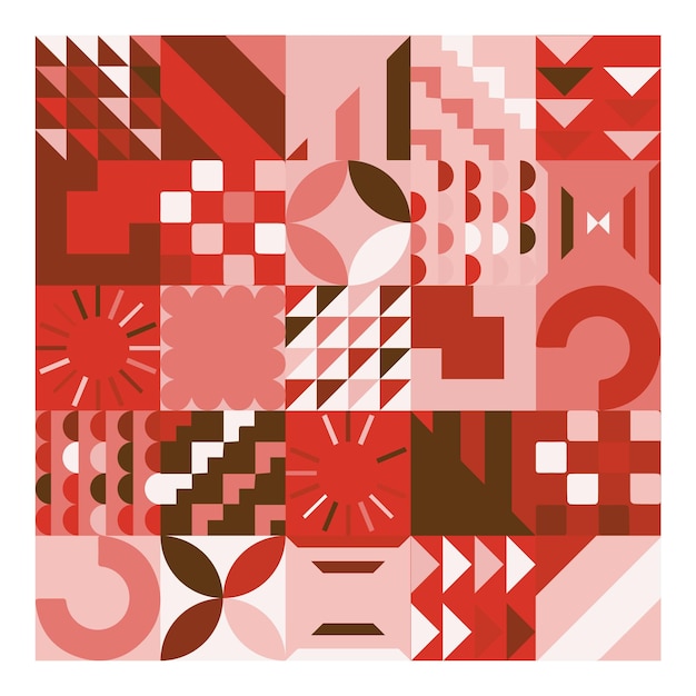 바우하우스 스타일의 기하학적 도형 패턴 디자인