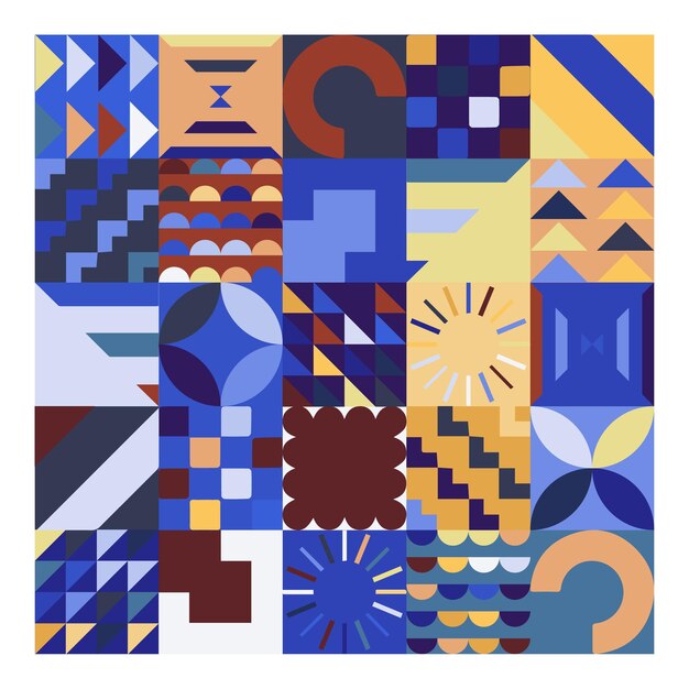 Bauhaus style geometric shapes pattern design