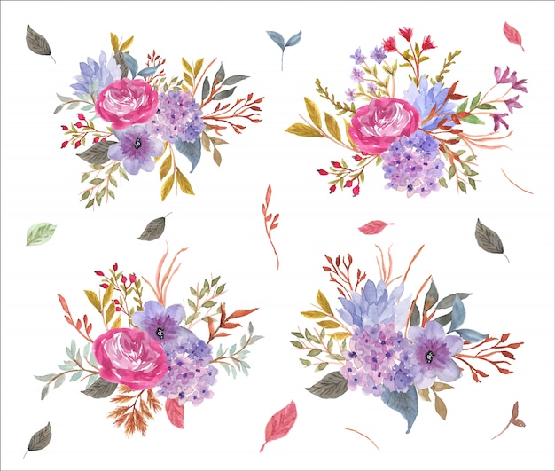 Bautiful bloemen arrangement aquarel collectie