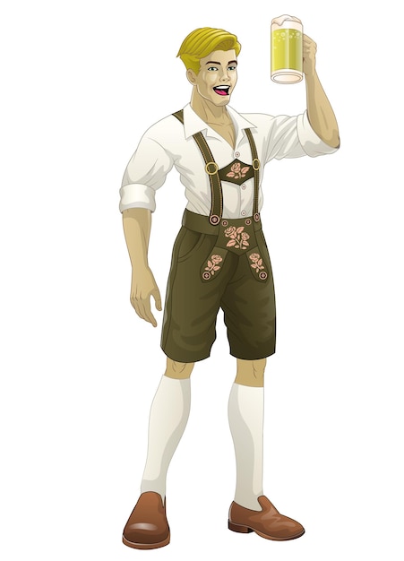 벡터 lederhosen과 맥주를 입고 바이에른 남자