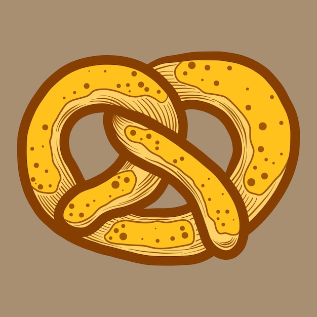 Bavarian pretzel icon Hand drawn illustration of bavarian pretzel vector icon for web design