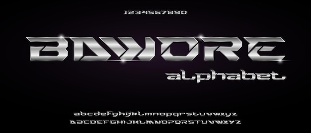 Bawore, sport digitaal modern futuristisch alfabet met stedelijke stijlsjabloon