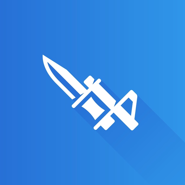 Bayonet knife flat color icon long shadow vector illustration