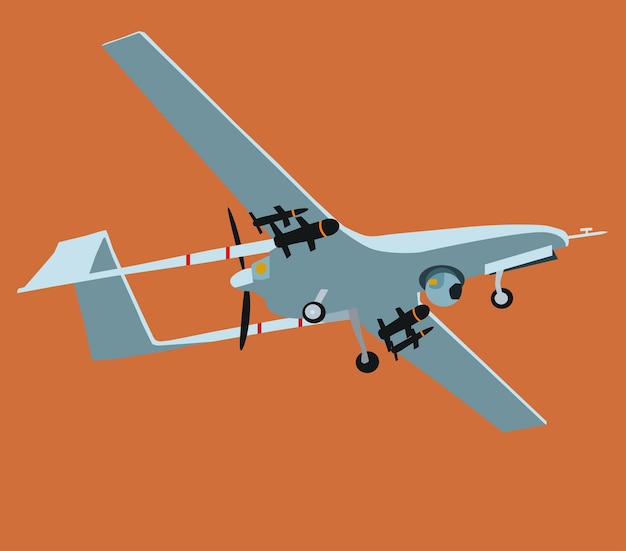 Vector bayraktar tb2 vector illustration. military armed air force, uav drone, simple style.