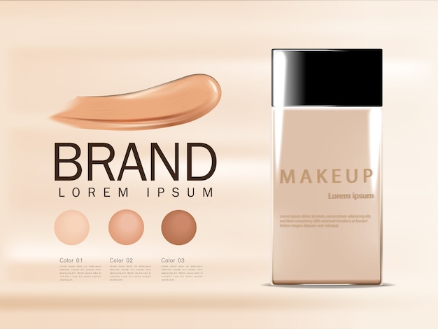 Vector bb cream ads, compact foundation, attractive