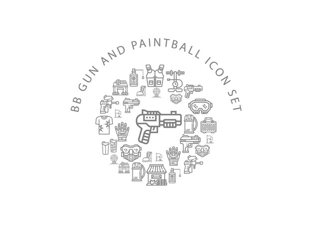 Bb gun and paintball icon set design