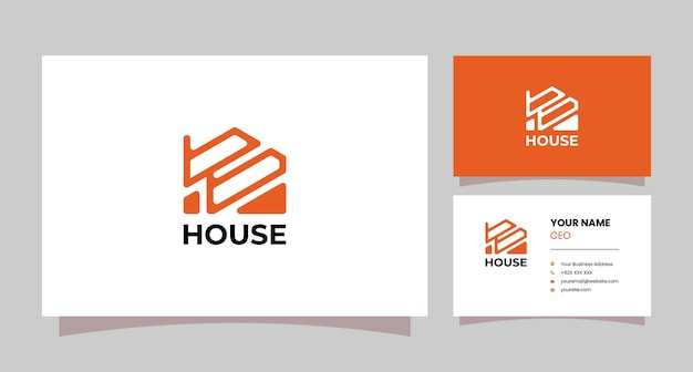 bb letter combination logo and house icon with business card