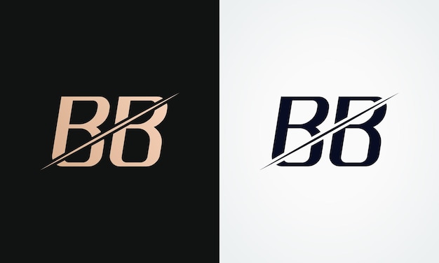 Modello vettoriale per il disegno del logo della lettera bb disegno del logo bb in oro e nero