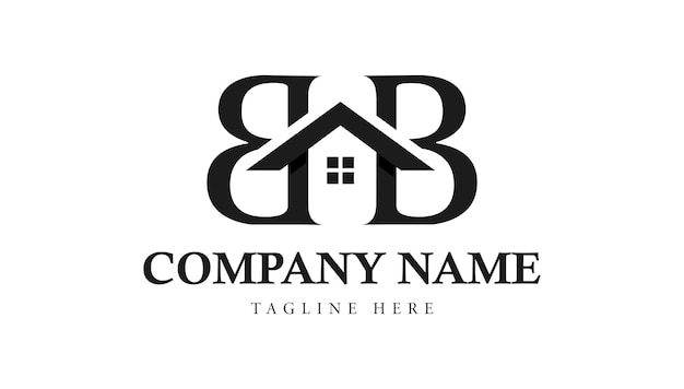 Modello di progettazione del logo della casa o della lettera della casa di bb immobiliare