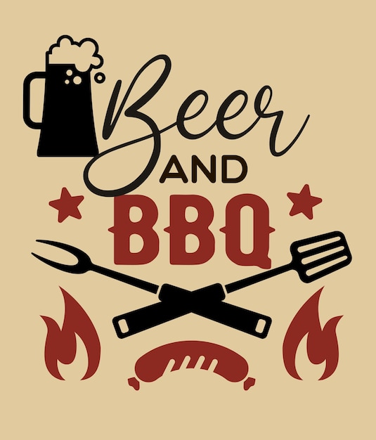 BBQ and beer with flame and sausage