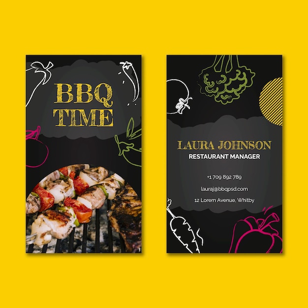 Vector bbq double-sided business card template