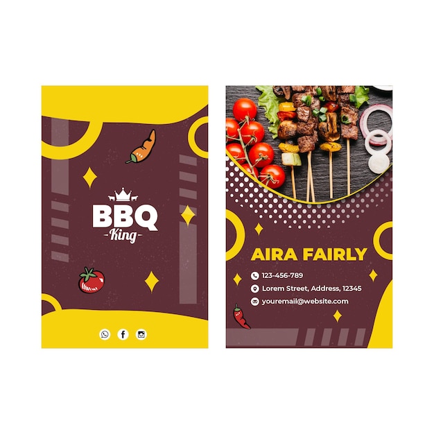 Bbq double-sided vertical business card