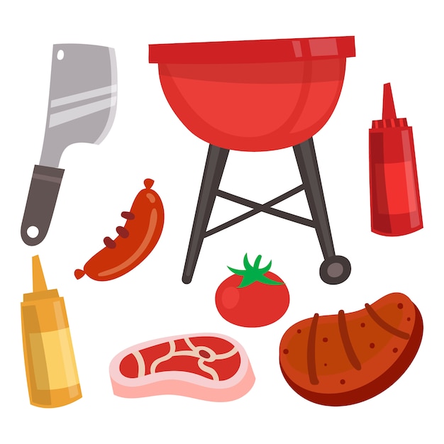 Vector bbq elements collection