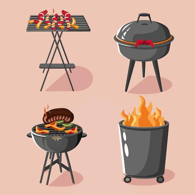 Vettore illustrazione degli elementi del barbecue