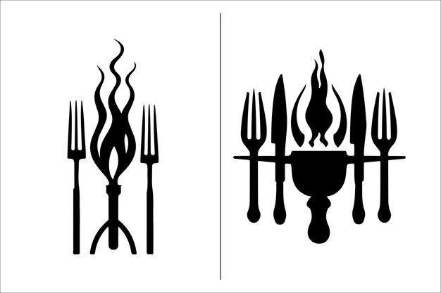 Bbq en grill gerelateerde silhouette vector