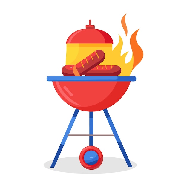 BBQ flat vector illustration on white background