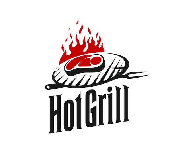 BBQ grill icon for barbecue restaurant steak bar