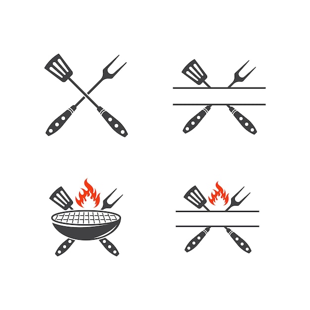 Vector bbq grill logo icon design vector