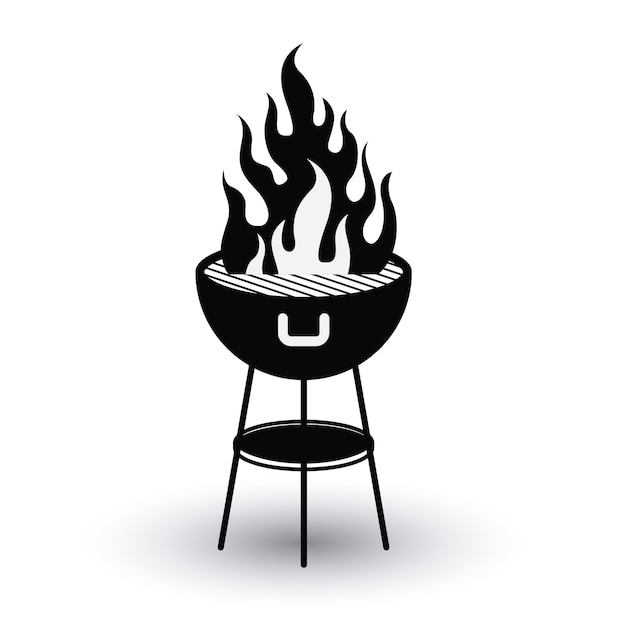 Bbq grill menu and flame icon