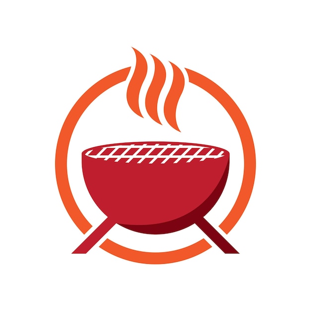 BBQ grill simple and symbol icon with smoke or steam logo