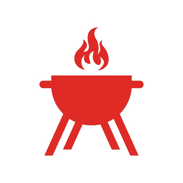 연기 또는 증기 로고가 있는 BBQ 그릴 단순 및 기호 아이콘