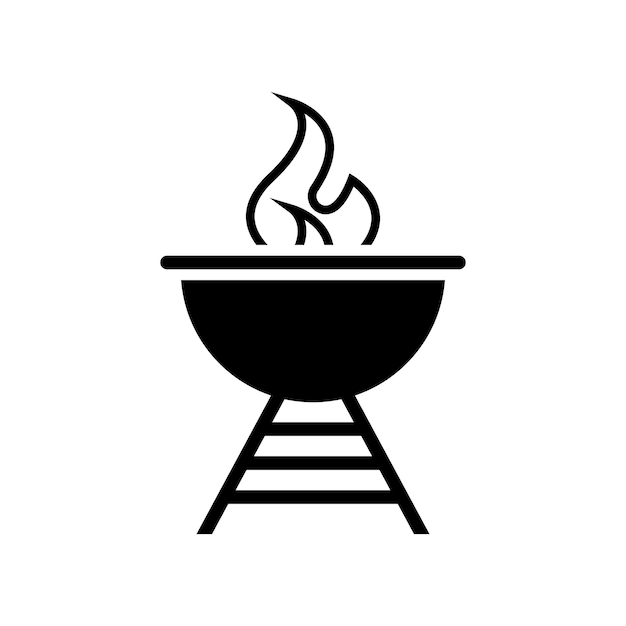 BBQ grill simple and symbol icon with smoke or steam logo