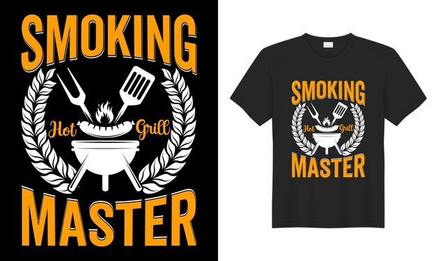 Bbq grilling lover funny retro vintage typography print vector tshirt design template food cookin